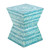 Hourglass Style Geometric Inlay Accent Stool - 17.75" - Turquoise Blue and White - IMAGE 1