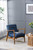 Channel Tufted Leather Accent Chair - 31.5" - Blue - IMAGE 2