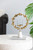Floral Hurrican Candle Holder with Marble base - 19.75" - Gold - IMAGE 2
