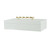 Faux Leather Box with a Bamboo Style Handle - 12.5" - White and Gold - IMAGE 1