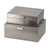 Set of 2 Silver Snakeskin Textured Contemporary Rectangular Boxes with Metal Handles 10" - IMAGE 1