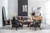 Cushioned Rattan Wooden Chair - 30.75" - Black and Gray