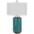 Distressed Glossy Table Lamp with Drum Shade - 29" - Blue - IMAGE 1