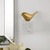 Solo Bird on a Marble Handcrafted Wall Decoration - 7" - White and Gold - IMAGE 3