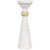 Wooden Pedestal Pillar Candle Holder - 12" - Brushed Antique White - IMAGE 1
