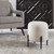 Faux Shearling Plush Ottoman - 20" - White and Black - IMAGE 3