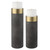 Shagreen Wrapped Pillar Candleholders - 16" - Gray - Set of 2 - IMAGE 1
