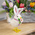 Floral Easter Chick with Polka Dot Faux Fur Rabbit Ears Figurine - 8.75" - IMAGE 2