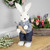Standing Boy Bunny with Carrot Easter Figure - 19" - Navy Blue - IMAGE 2