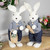 Standing Boy Bunny with Carrot Easter Figure - 19" - Navy Blue - IMAGE 3
