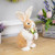 Plush Rabbit with Floral Bow Easter Figurine - 10.25" - IMAGE 2