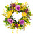Peonies and Forsythia Spring Wreath - 24" - Yellow and Purple - IMAGE 1