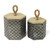 Metal Decorative Containers - 9" - Gray and Beige - Set of 2 - IMAGE 1