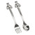 Set of 2 Silver Baby Spoon and Fork Utensils with Teddy Bear Handle - IMAGE 1