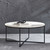 Round Coffee Table with Marble Top - 35" - Matte Black and White - IMAGE 2