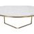 Round Coffee Table with Marble Top - 35" - Antique Brass and White - IMAGE 4