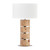 Burled Wooden Table Lamp with Oval Shade - 28" - Beige and White - IMAGE 3