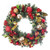 30" Battery Operated Green Scarlet Hydrangea LED Artificial Christmas Wreath - White Lights - IMAGE 1