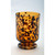 9.5" Amber and Black Leopard Hurricane Hand Blown Glass Vase - IMAGE 1