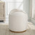 Upholstered Fluffy Swivel Pouf Ottoman - 24" - White and Brown - IMAGE 3