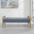 Upholstered Rectangular Bench with Curved Wooden Frame - 59.25" - Sky Blue and Brown - IMAGE 4