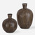Striped Terracotta Tabletop Vases - 16" - Black and Brown - Set of 2 - IMAGE 1