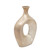 Champagne Finish Ceramic Cut Out Scratched Oval Vase - 13" -Gold - IMAGE 1