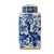 Square Chinoiserie Porcelain Jar with Lid - 12.5" - Blue and White - IMAGE 5