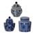 Floral Porcelain Jars with Lid - 6.5" - Blue and White - Set of 3 - IMAGE 1
