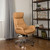 47.64" Camel Brown Mid-Century Modern Leatherette Gaslift Adjustable Swivel Office Chair - IMAGE 2