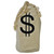 8" Brown Money Bag with Printed Dollar Sign Halloween Prop - IMAGE 1