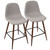 Set of 2 Pebble Walnut Metal and Light Gray Fabric Mid-Century Modern Counter Stools 34.75" - IMAGE 1