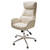 47.64" Cream White Mid-Century Modern Bonded Leather Gaslift Adjustable Swivel Office Chair - IMAGE 1