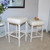 24" Beige and White Nailhead Trimmed Counter Stool with Barley Twist Legs - IMAGE 3