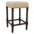24" Beige and Brown Nailhead Trimmed Counter Stool with Barley Twist Legs - IMAGE 1