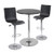 Set of 3 Black Round Pub Table and L-shape Leather Adjustable Swivel Stools, 45” - IMAGE 1