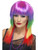 26" Pink and Green Rainbow Rocker Long Hair Women Adult Halloween Wig Costume Accessory - One Size - IMAGE 1