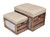 Set of 2 Brown and Beige Cushioned Wood Storage Benches with Interior Storage 21.25" - IMAGE 3