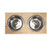 21" Brown Floral and Dog Engraved Handmade Mango Wood Double Pet Feeder