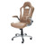 3.75' Brown, Gray, and Black High Back Executive Sport Race Office Chair with Flip-Up Arms