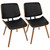 Set of 2 Black Leather Back and Seat with Walnut Wood Legs Modern Lombardi Dining Chairs 32.5 - IMAGE 1