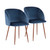 Set of 2 Fran Contemporary Walnut and Blue Upholstered Velvet Dining Chairs 32" - IMAGE 1