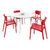 5-Piece White and Red Round Dining Set 47.5" - IMAGE 1