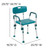 34.75" Teal Blue and Silver Adjustable Classic Bath and Shower Chair with Arms