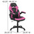 46.25" Pink and Black Racing Office Ergonomic PC Adjustable Swivel Chair with Flip-up Arms - IMAGE 2