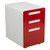 24" White and Red Ergonomic 3-Drawer Mobile Locking Filing Cabinet with Frame - IMAGE 1