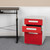 24" White and Red Ergonomic 3-Drawer Mobile Locking Filing Cabinet with Frame