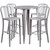 41'' Round Silver Metal Indoor-Outdoor Bar Table Set with 4 Vertical Slat Back Stools - IMAGE 1
