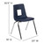 30.5" Advantage Navy Blue and Metallic Steel Student Stack School Chair - IMAGE 2