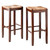 Set of 2 Walnut Unique Kaden Square Seat Comfortable Bar Stools, 29" - IMAGE 1